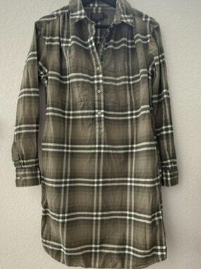 Pendleton Olive Plaid Shirt Dress Tunic Button Front (Medium)